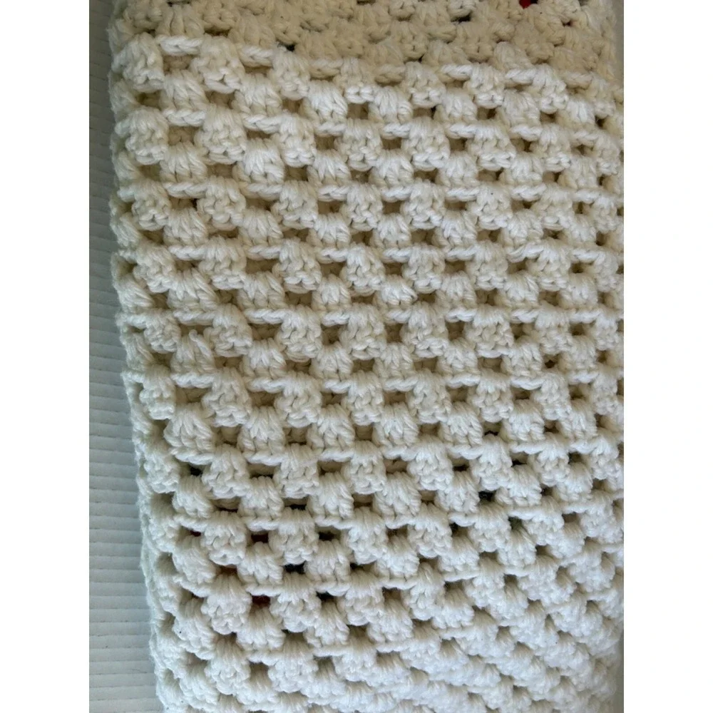 Afghan Granny Square throw blanket Handmade Vtg Design Boho Crochet Home Decor